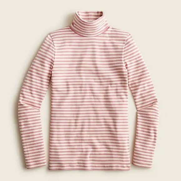 J. Crew Tops - J. Crew - Perfect-fit turtleneck in stripe - Peach Peony Mona Stripe
